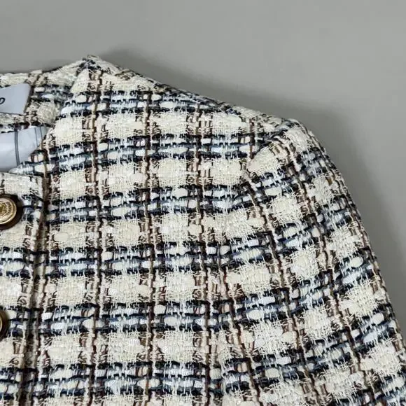 VERONICA BEARD Bentley Tweed Jacket Sz-2 Ivory/Camel 2406TW6810474 - Picture 6 of 16